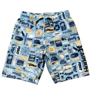 Hurley Boys Swim Trunks Elastic Waist Size Small Blue Surf Beach Vacation